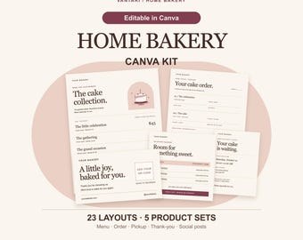 Home Bakery Canva Template Bundle, 23 Menu, Order Form, Card and Social Layouts
