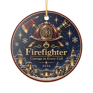 Firefighter Helmet & Ax Ornament, Ceramic Decoration | Courage in Every Call 2026
