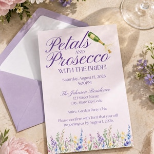 Einladung zum Junggesellinnenabschied mit Blüten und Prosecco | Einladung zum Champagner-Brunch mit Blumenmuster (Digitaler Download)