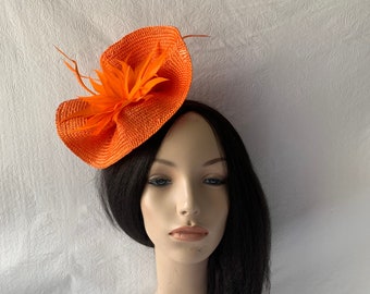 Orange Kentucky Derby fascinator hat headband for Women Tea Party hat Mother of the bride wedding hat ladies church hat