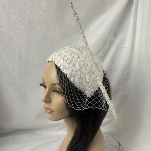 Cream Womans Hat With Pearls - Etsy display picture 1