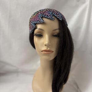 Rainbow Crystal Rhinestone Fascinator Hat –  Avant-Garde Statement Headpiece for Weddings, Derby, Church, Fashion Shows & Special Events