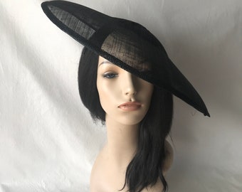 Tocado de ala ancha negro, tocado negro, sombrero funerario, sombrero negro grande, sombrero de boda, sombrero Kentucky Derby, sombrero para madre de la novia,
