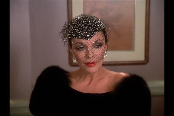 Black Vintage Rhinestone Fascinator Hat With Rhinestone Veil  display picture 3