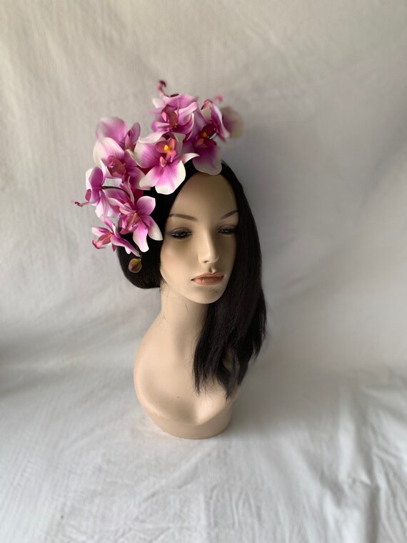 Purple Orchid Fascinator Hat, for Kentucky Derby Races, Tea  display picture 2