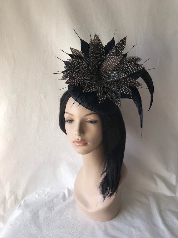 Kentucky Derby Feather Fascinator Hat, Black Fascinator Hat  display picture 3