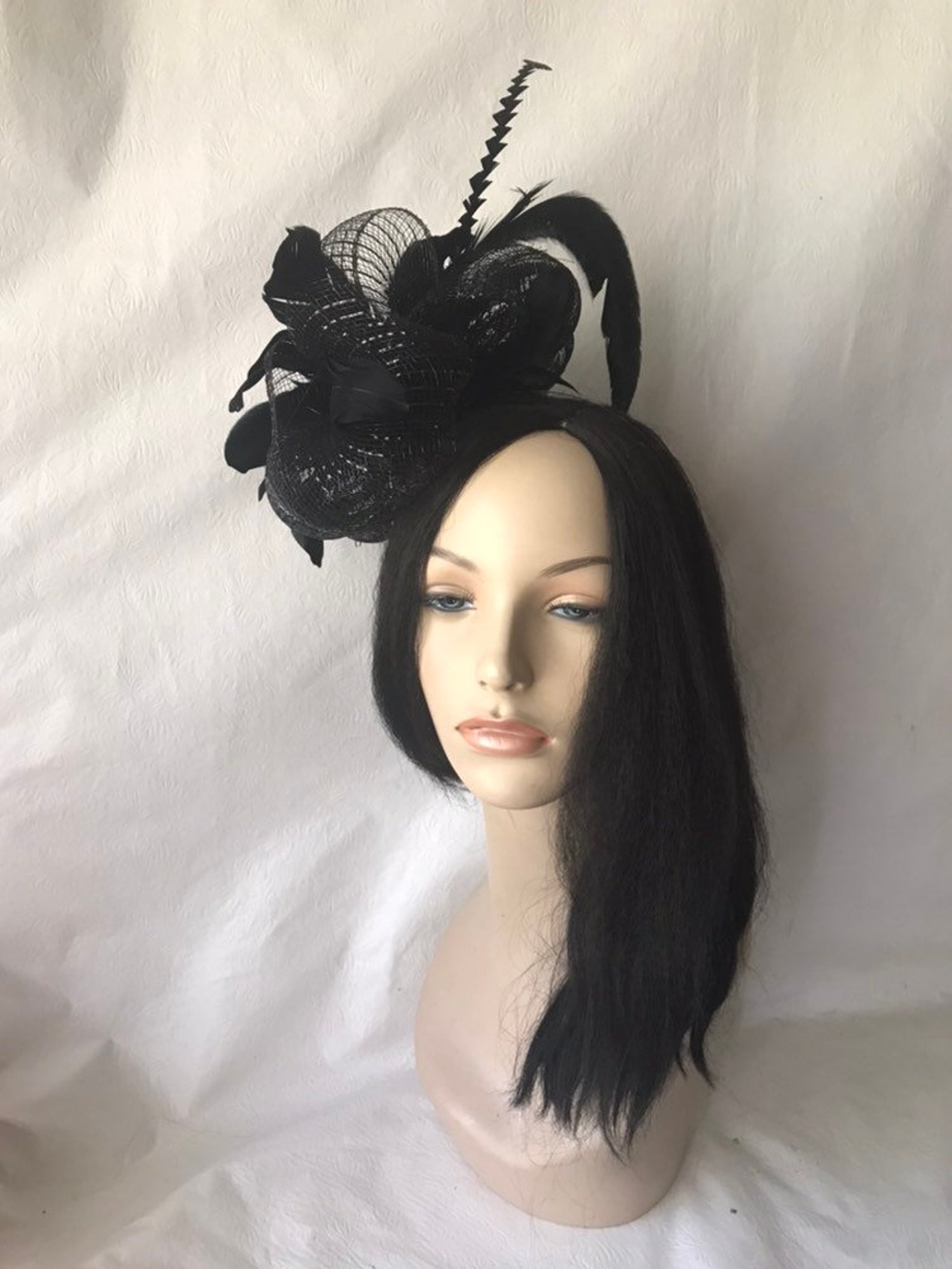 Black Fascinator Headband Funeral Fascinator Hat Tea Party Etsy