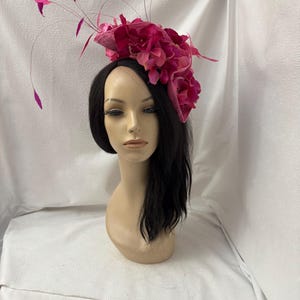 Fuchsia Flower Fascinator Hat for Derby, Weddings or Church | Handmade Floral Headpiece | Hot Pink Statement Hat for Special Occasions