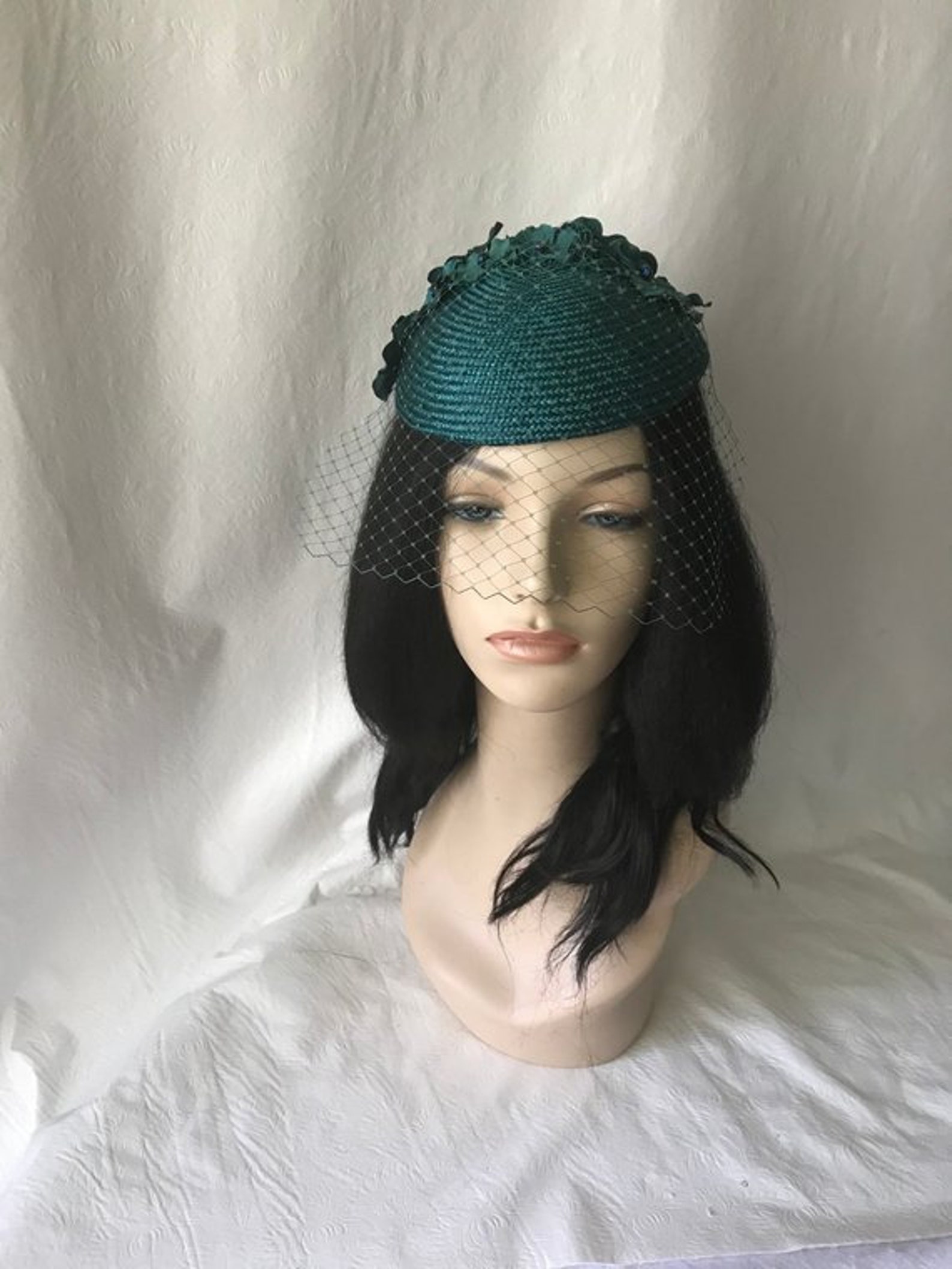 Teal Fascinator Hat Teal Wedding Hat Mother of the Bride Etsy