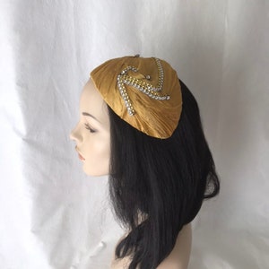 Vintage Inspired Gold Silk Pleated Fascinator Half Hat,gold Fascinator ...