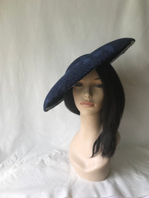 Navy Blue Large Wide Brim Fascinator Hat, Mother of the Bride Wedding Hat,  Kentucky Derby Hat, Womens Church Hat, Wide Brim Hat, Tea Party -  New  Zealand