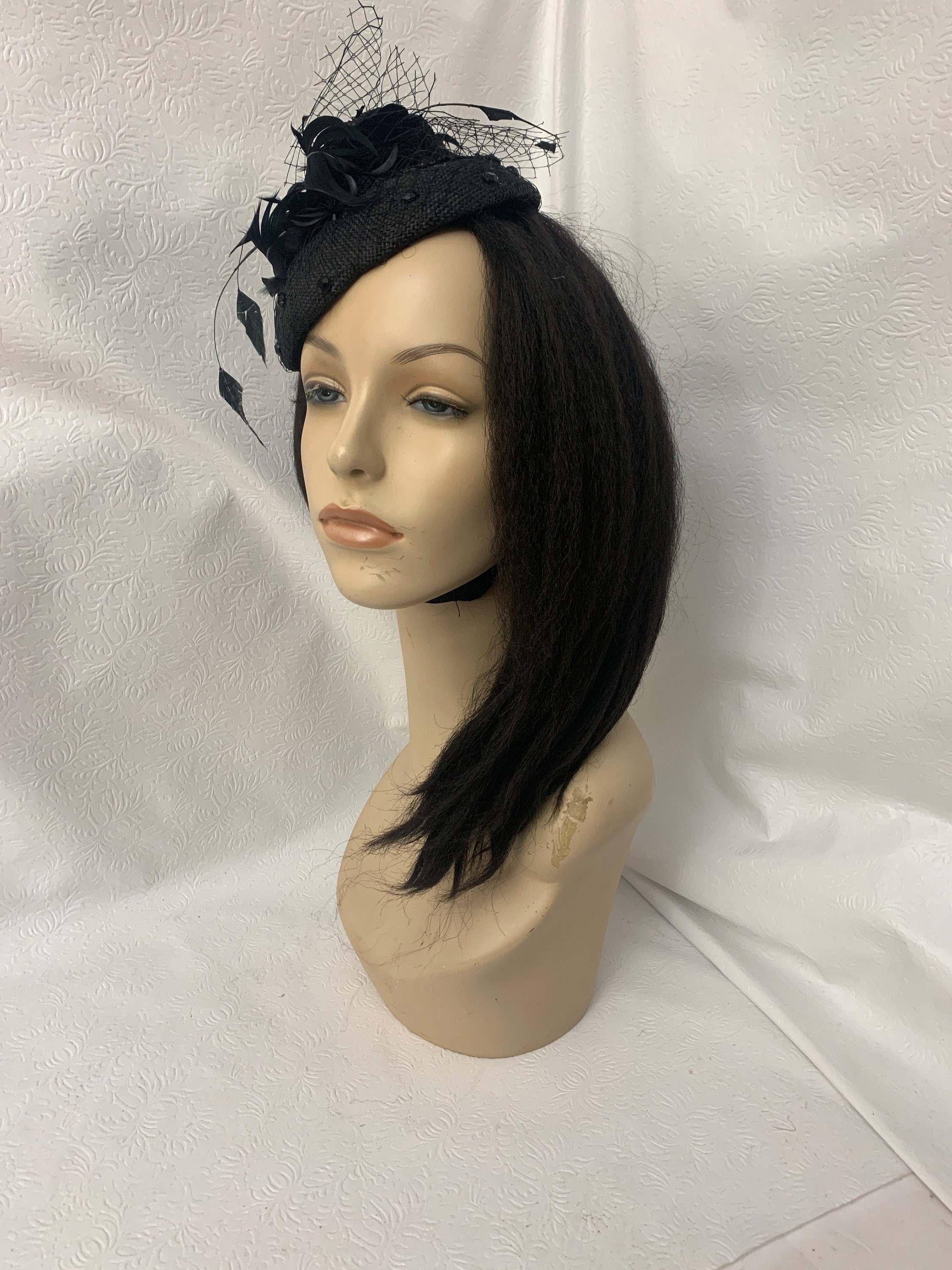 Fascinator Church Derby Hat Pillbox Hats Black Black Wool Felt Fascinator Hats For Women Church Party  main image 2