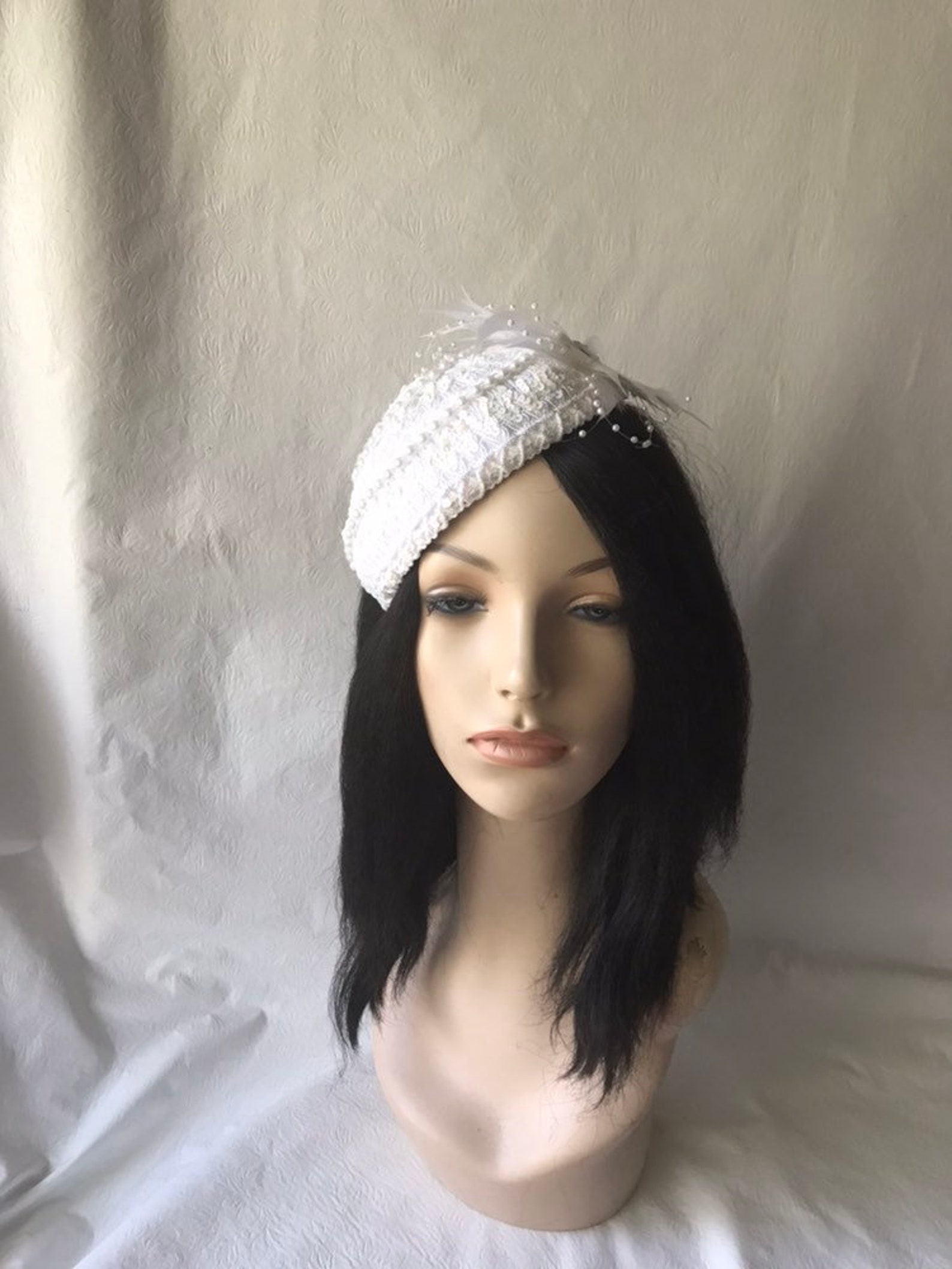 White Women's Fascinator Hat Vintage Half Hat White Etsy