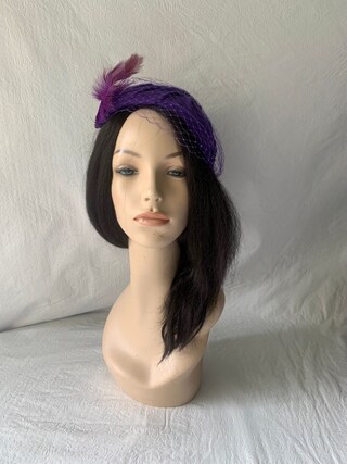 Cappello A Secchiello In Organza Viola Scuro Per Donna, Stile Vintage Anni '20, Regolabile (56-58 Cm), Fascinator Da Sole