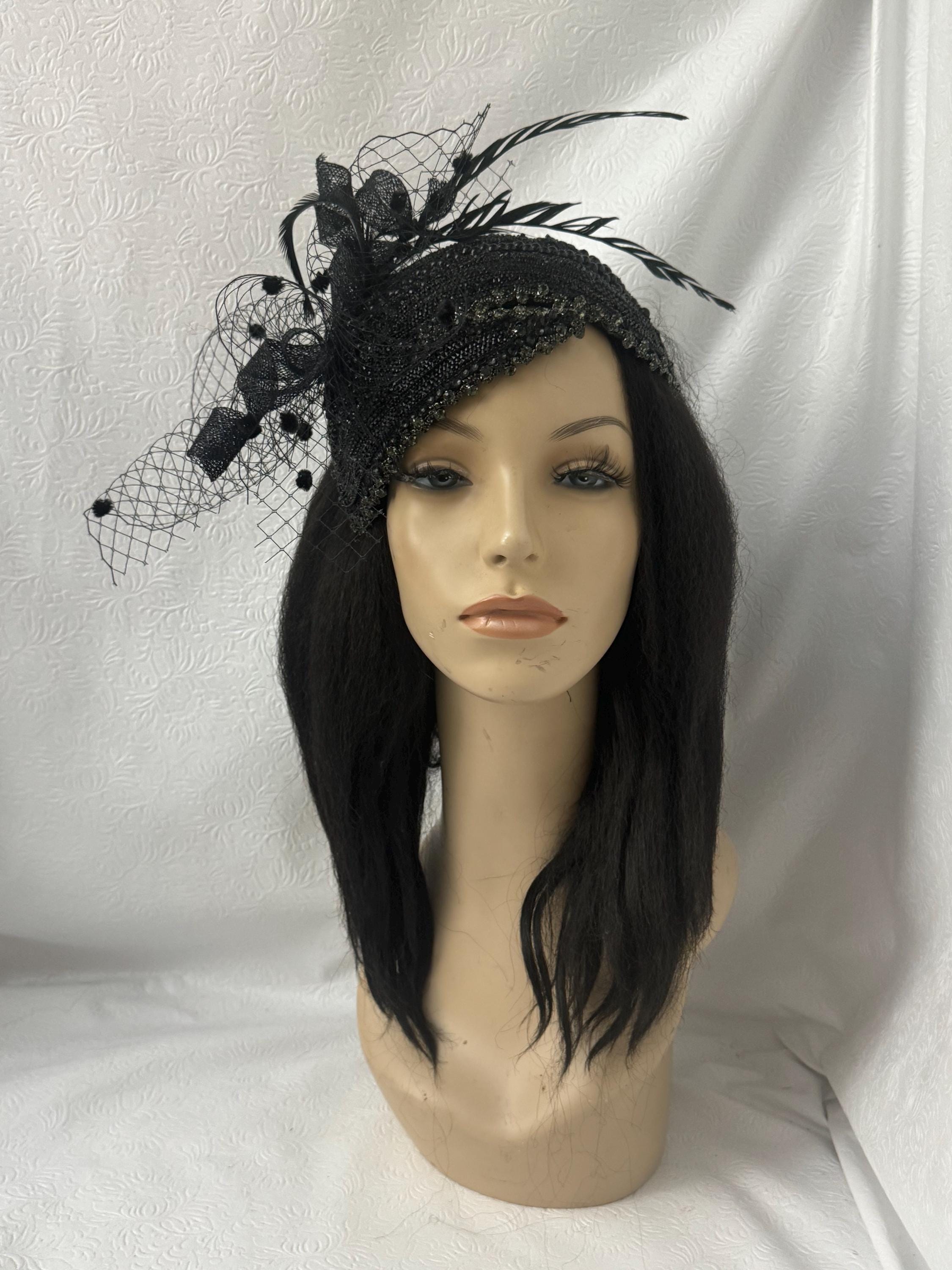 Elegant 3PC Black Dotted Veil Hatinator Fascinator Tea  Derby Church Funeral Elegant Black Wedding Hat for Women - Black Church Hat  main image 3