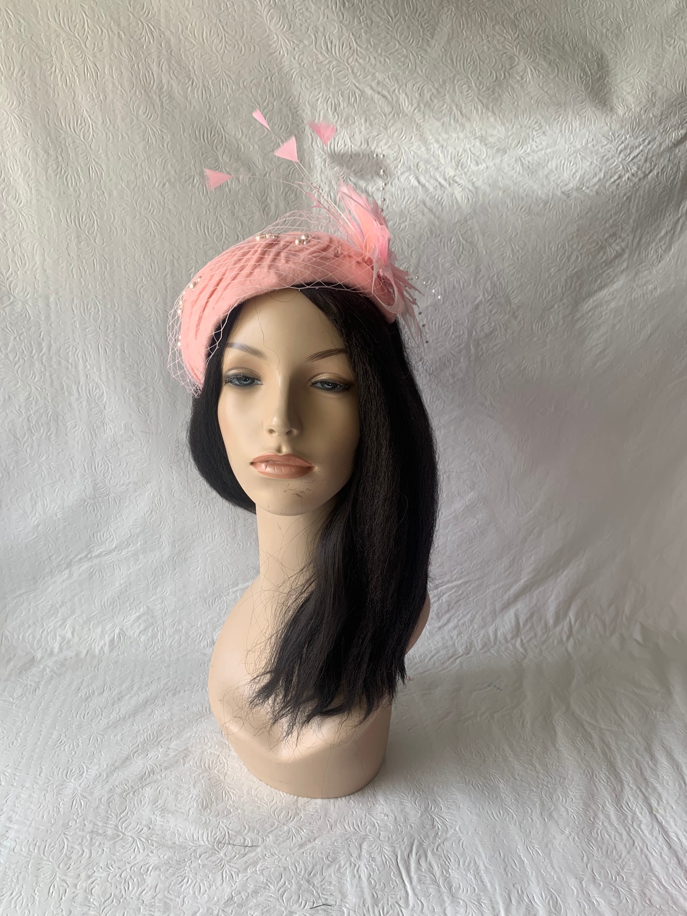 Vintage Pink Floral Pillbox Hat Pleated Formal Church Wedding Derby Dress Hat Pillbox Hat with Bow Elegant Tea Party Derby Headwear  main image 3