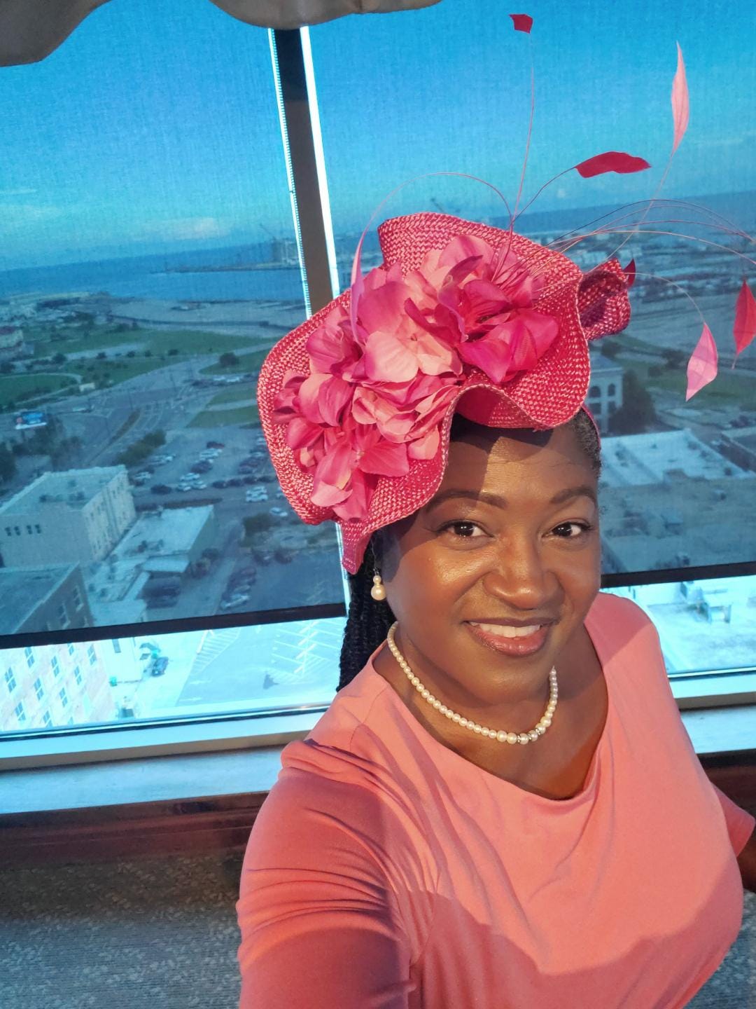 Kentucky Derby Hat Ky Oaks Elegant Hot Pink and Black Fascinator Church Wedding JANE KENTUCKY DERBY HAT - Hot Pink - Gold Coast Couture main image 2