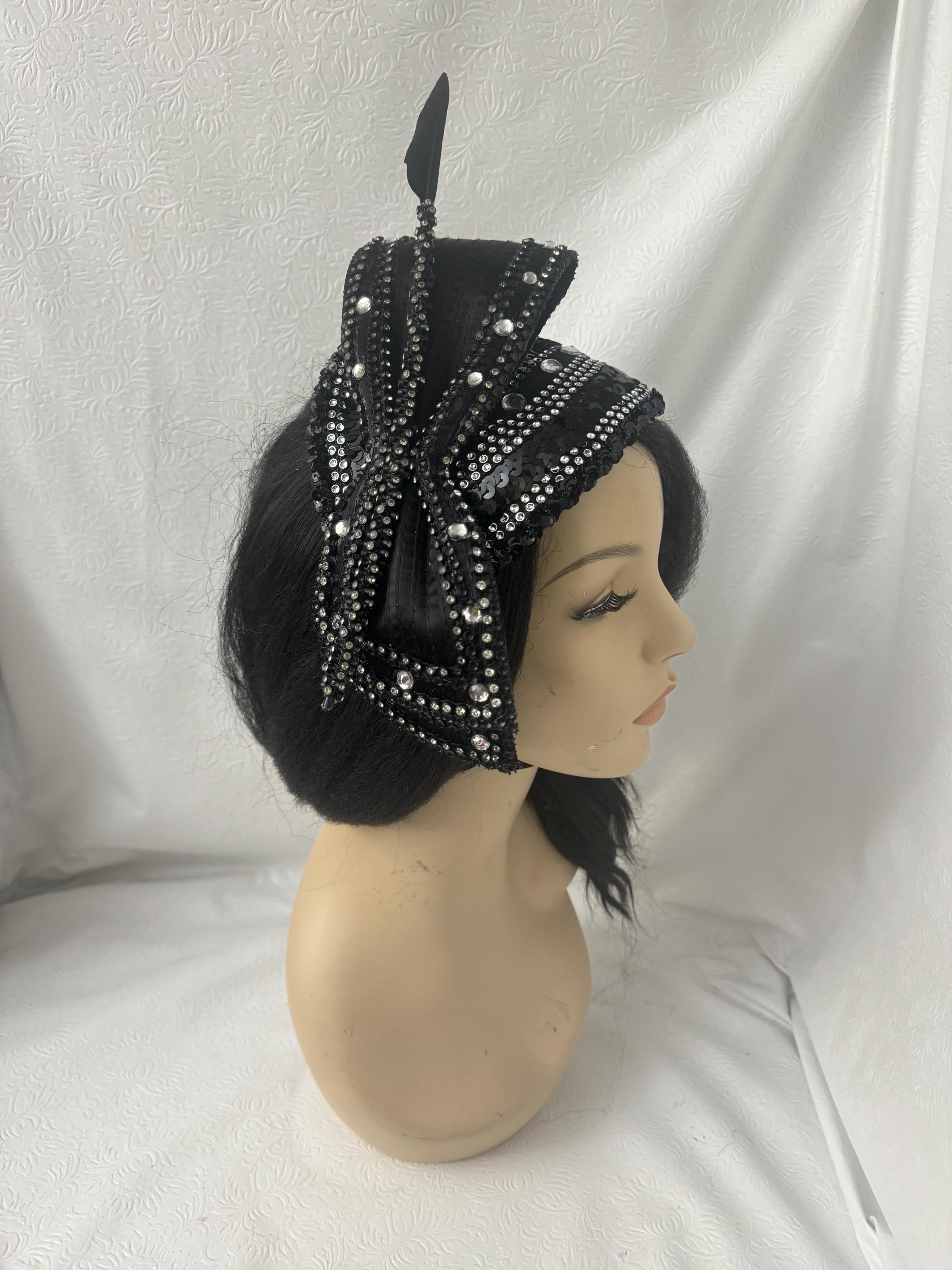 FANCY 1950s\' MOTHER OF PEARL SEQUIN COCKTAIL HAT + OSTRICH FEATHERS 1950s Ostrich Feather Hat - Etsy main image 4
