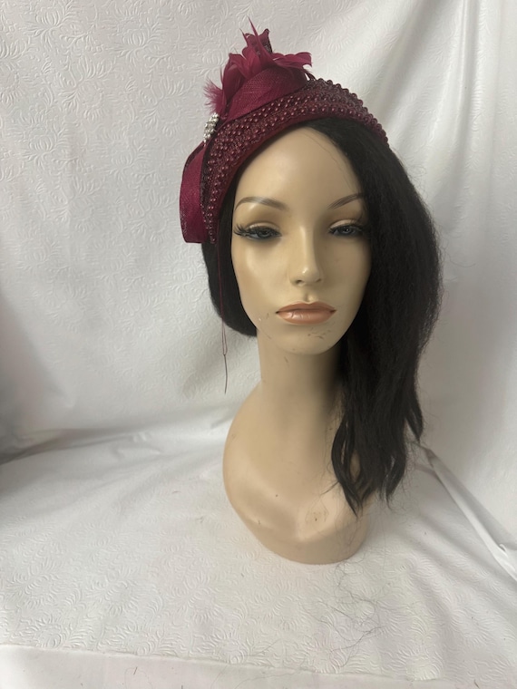 Burgundy Jeweled Hat Set Burgundy Baseball Cap: Sequin Flower, Beaded Bling Hat - Etsy main image 4
