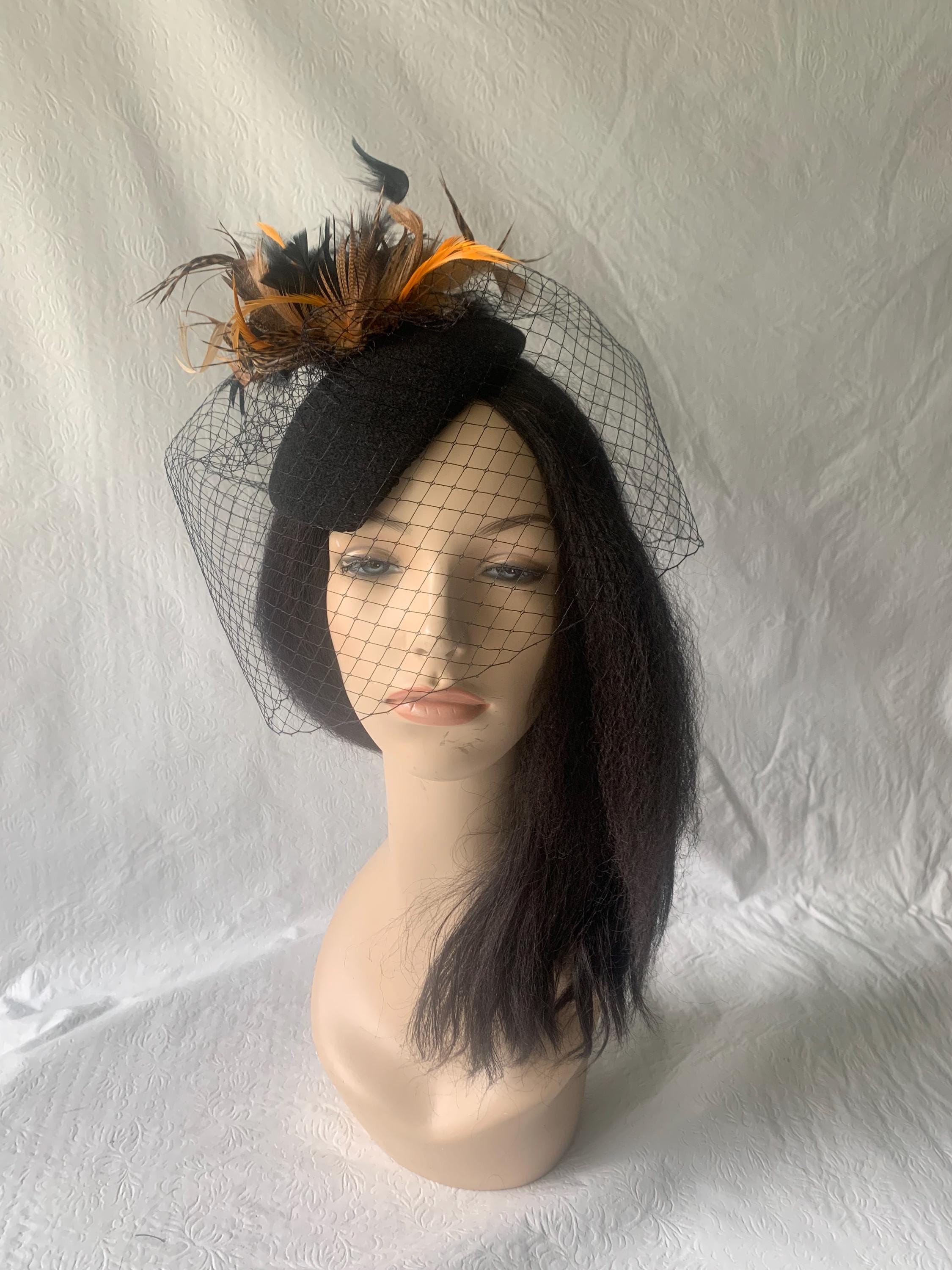 Classy Sophisticated Unique Black Tulle Pillbox Fascinator Church Tea Me… Pillbox Hat - Black | Vintage Clip Flapper Hat | Shop at  main image 2