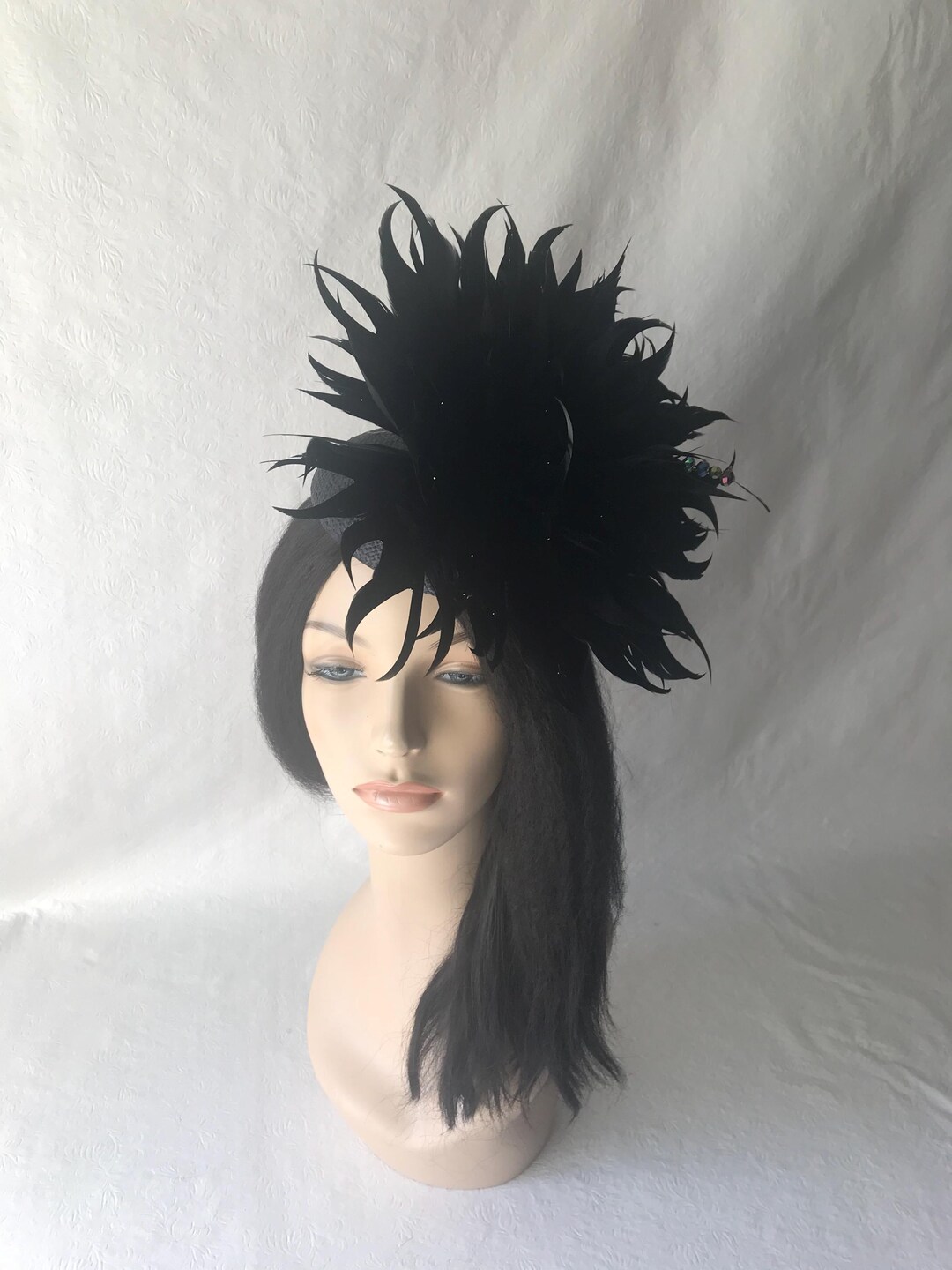 Extra-large Black Feather Statement Fascinator Hat  display picture 1