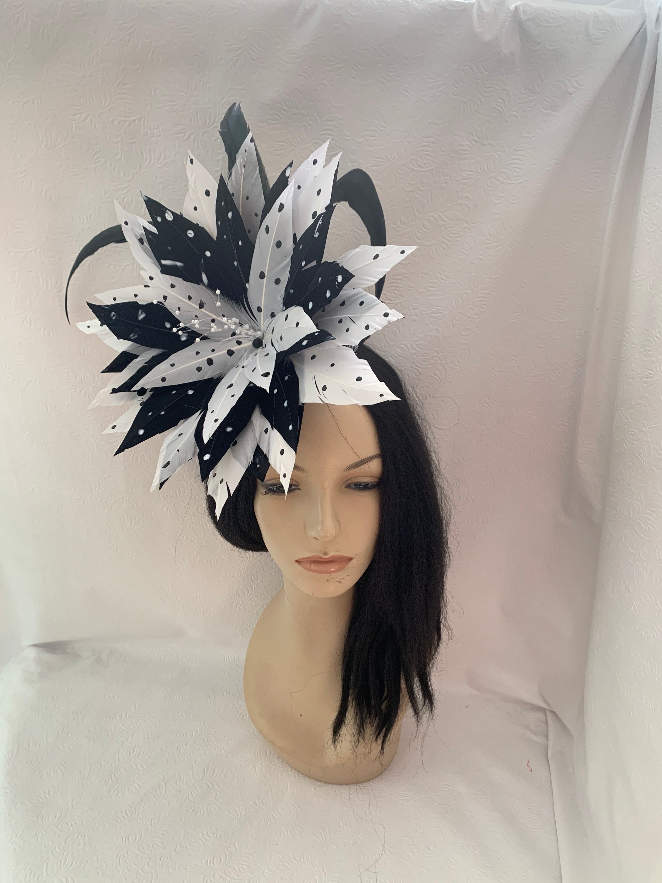 Polka Dot Black and White Fascinator - Etsy