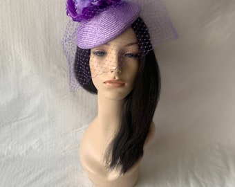 Light purple lilac Kentucky Derby pillbox fascinator hat Mother of bride wedding hat ladies elegant church hat Mother’s Day tea party hat