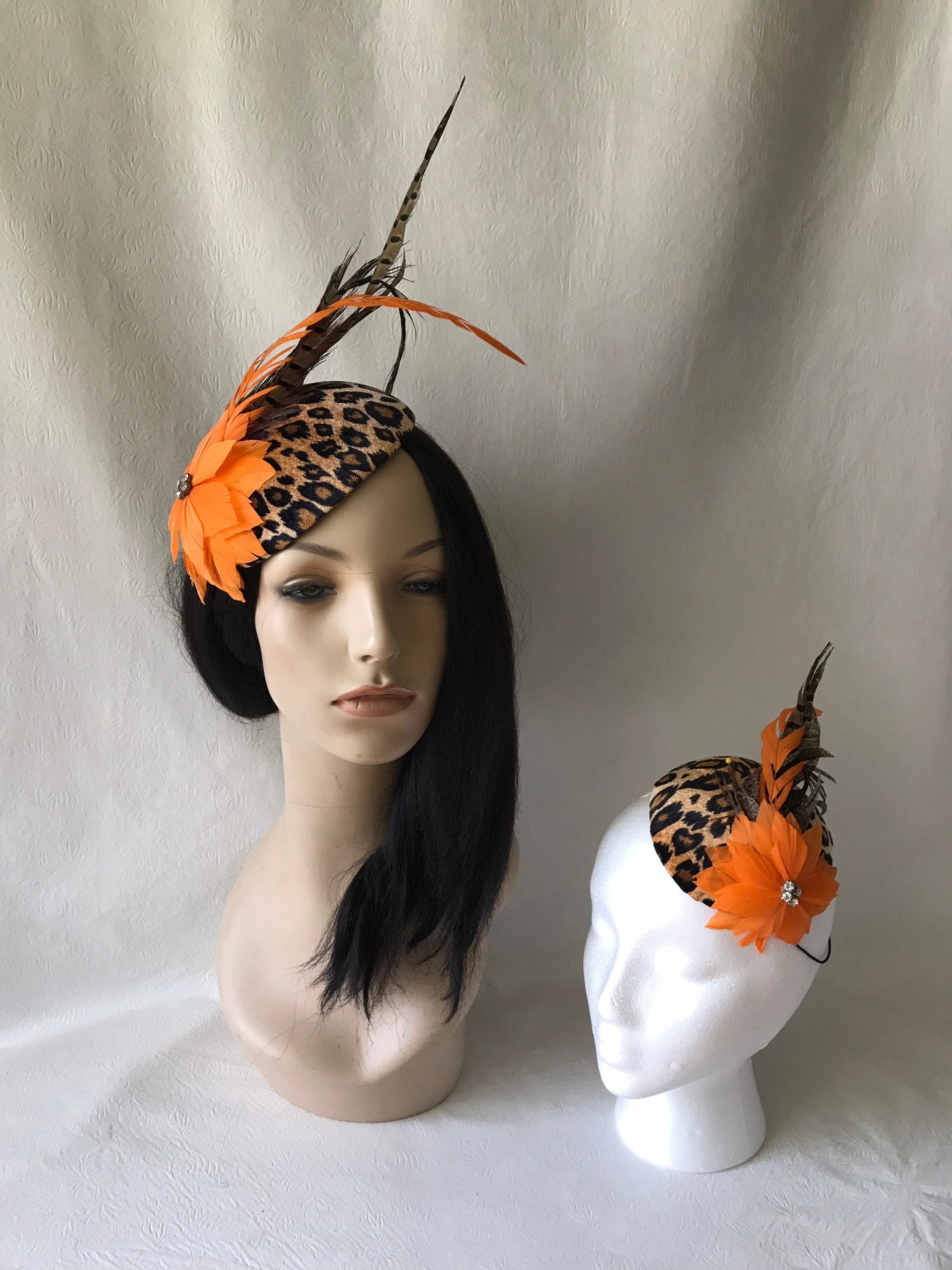 Vintage Leopard Print Mini Hat by August Accessories – Feather Trim 1970s Fine Millinery 100% Wool Hat w/ Leopard and Feathers  main image 3