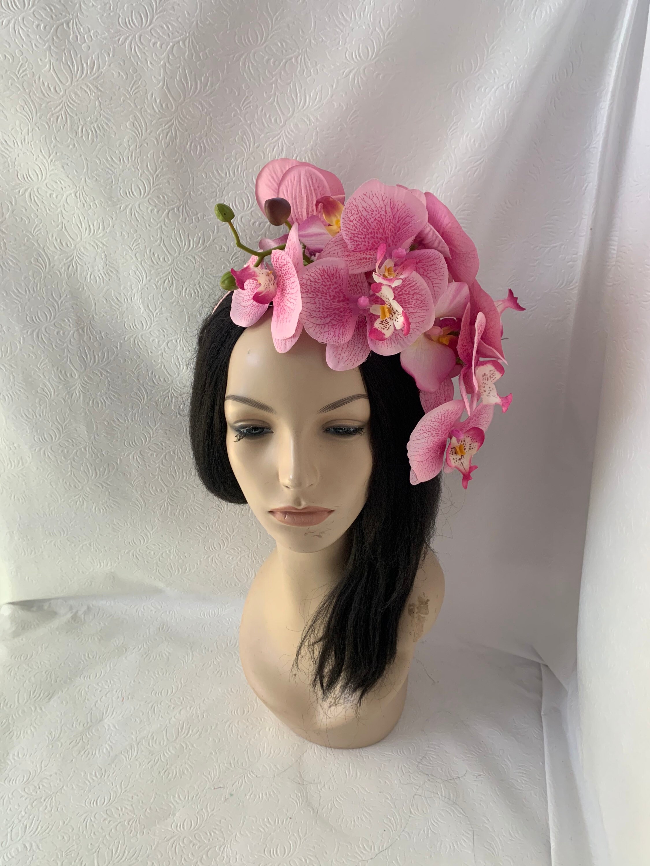 Pink Orchid Flower Fascinator Crown, Pink Floral Kentucky 