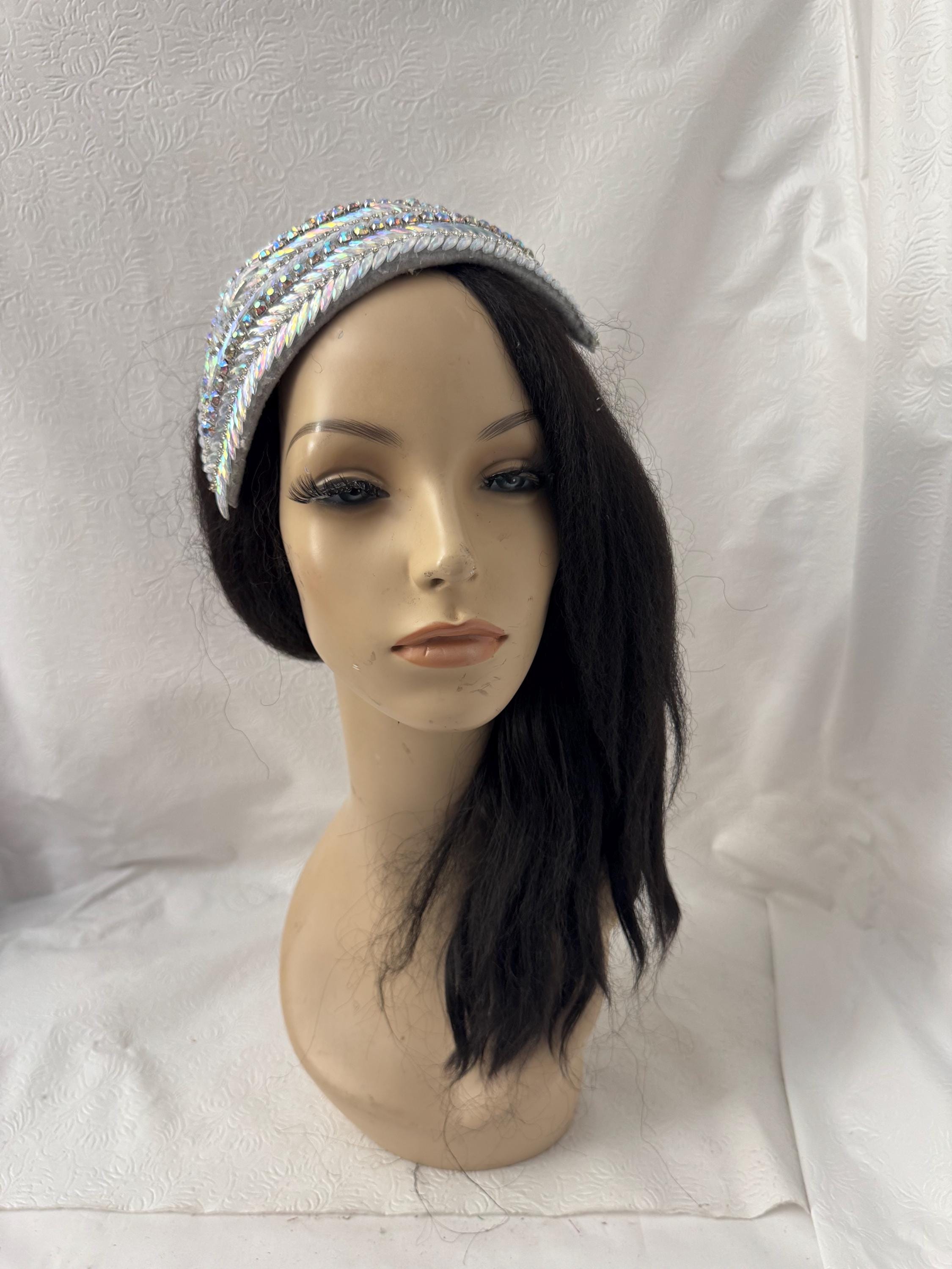 Silver Crystal Leaf Fascinator –COGIC Rhinestone Church & Wedding