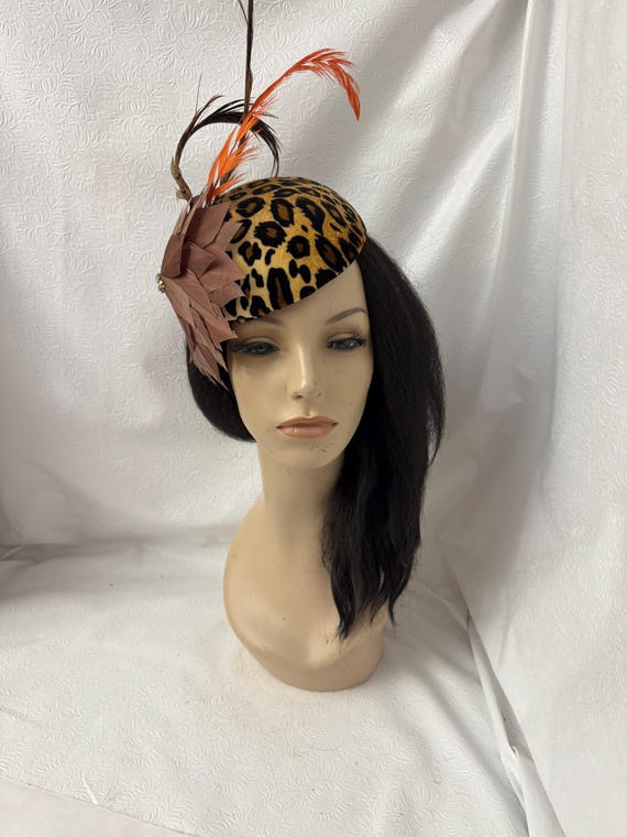 Mommy and Me Matching Orange Leopard Fascinator, Cheetah  display picture 1