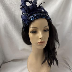 Navy Sequin Fascinator - Etsy display picture 3