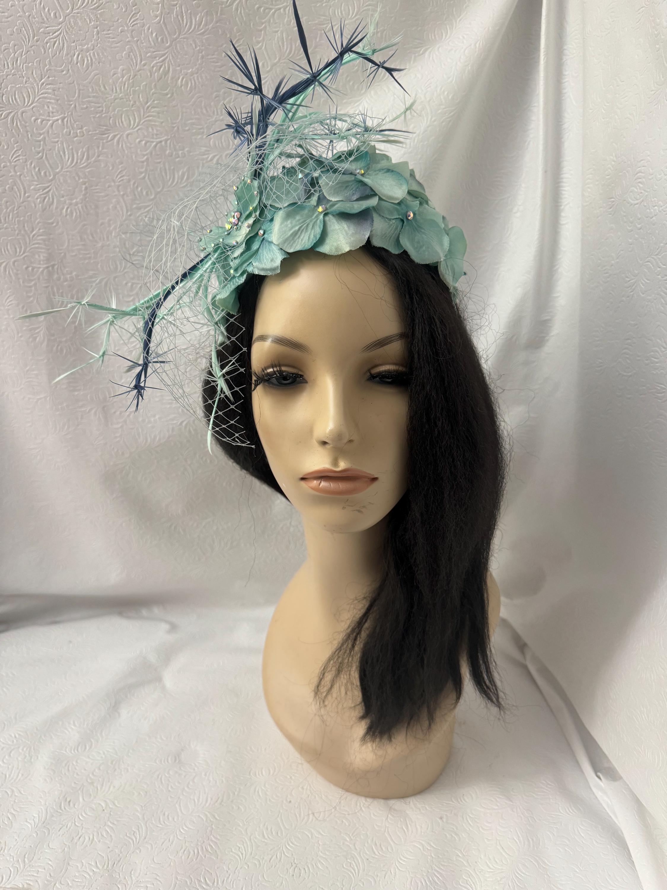 Tocado Verde Y Rosa Con Flores Y Plumas|Pamelas Y Tocados Para Madrinas