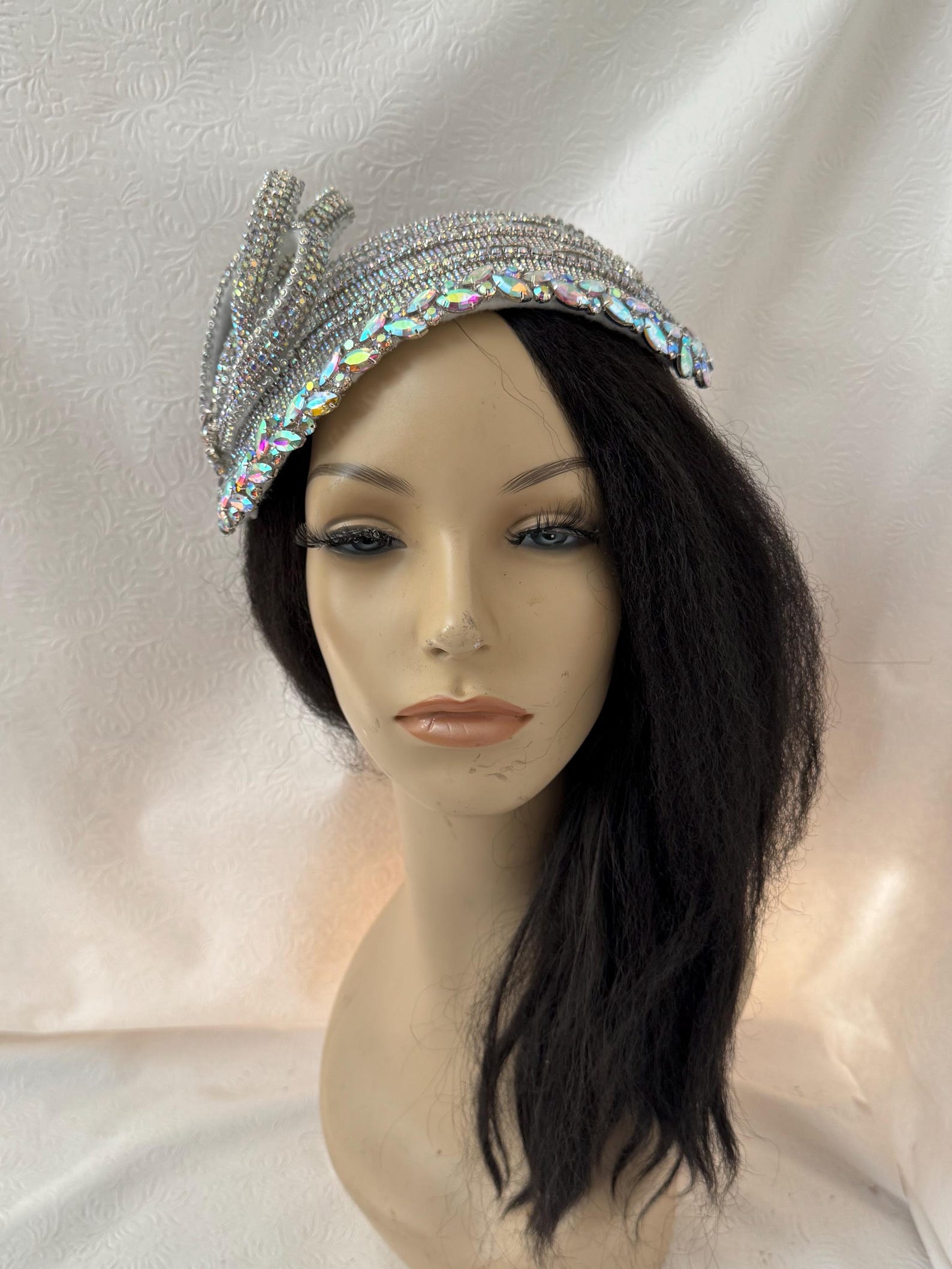 AB Rhinestone Crystal Fascinator Hat – Iridescent Bling Church Half ...