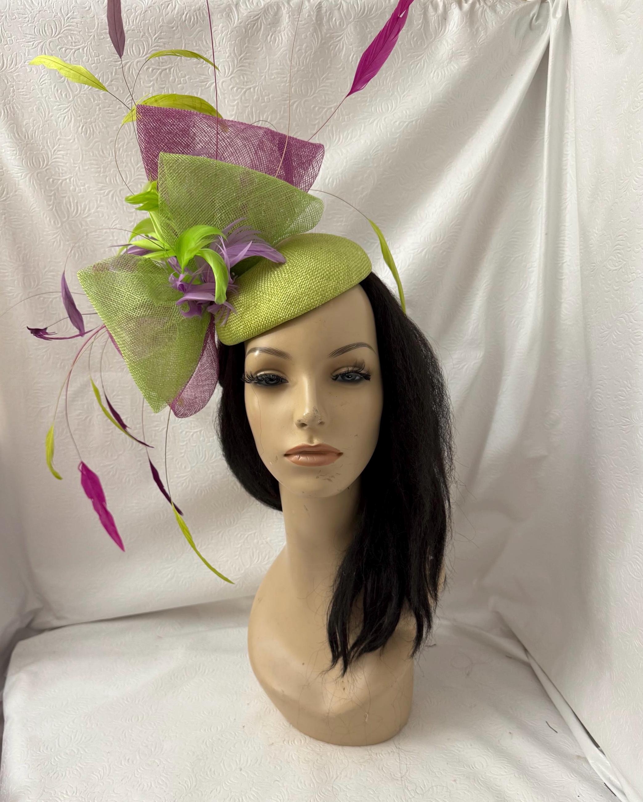 Striking Green and Purple Women\'s Fascinator Stylish Purple Fascinator Hats Collection for Elegant Occasions main image 2