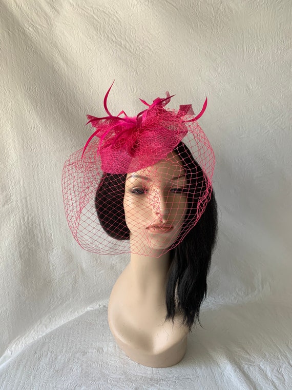Beautiful Fushia 3 PC Feathered Fascinator Headband Clip Races Church Brunch Tea Fascinators Hat Feathers Fuchsia Tea Party Fascinator  main image 2