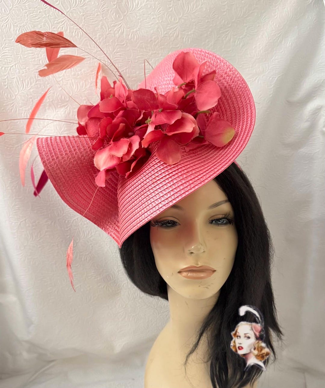 Coral Pink Derby Races Hat Floral - Bold Statement Sculptural ...