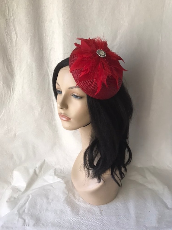 Faszinator Braut Fascinator Hochzeit mit Blume rot