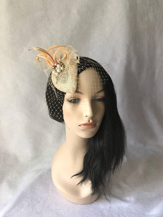 Tan Neutral Fascinator Hat Beige 