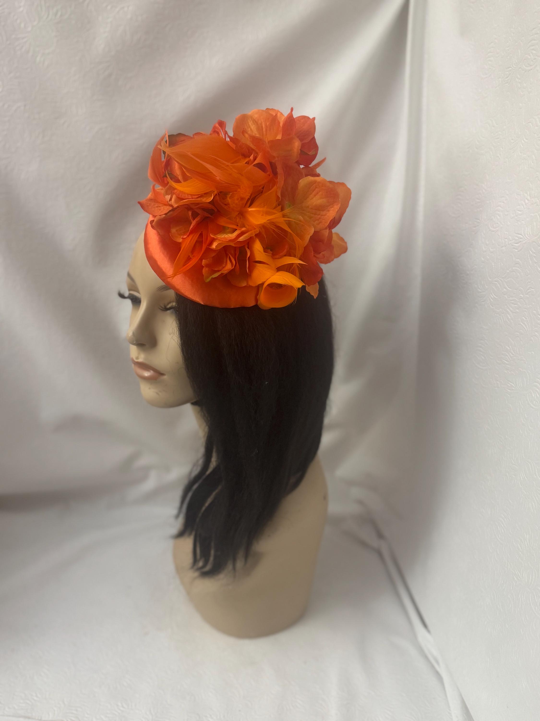 Orange Flower Kentucky Derby Fascinator: Wedding Guest Hat  display picture 1