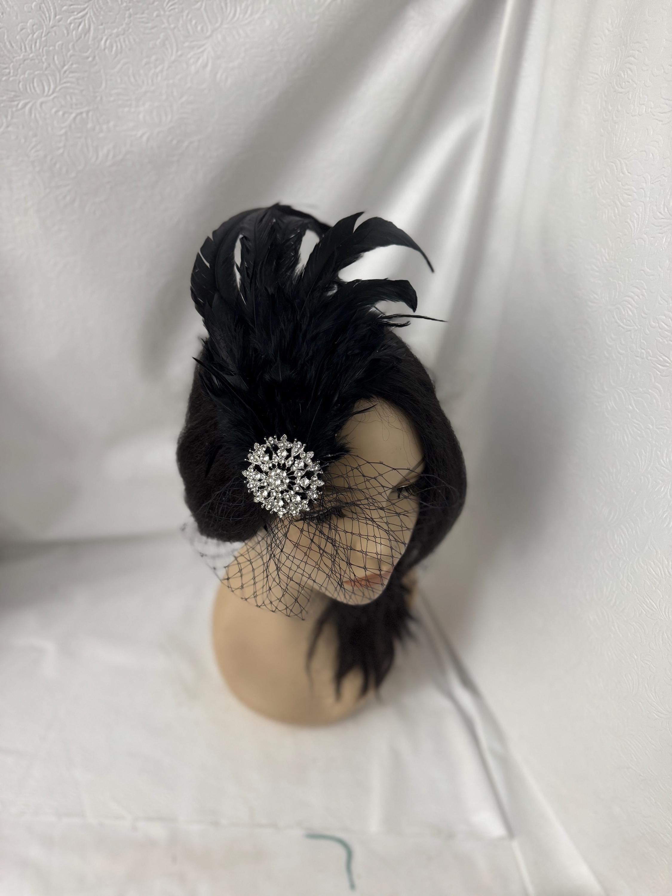 Vintage Mink Fur Satin Bow Fascinator Hat Women OS Pink Cream MCM Glam Hollywood Vintage Fur Headband Hat With Veil, Whimsy Hat, Vintage Hat  main image 2