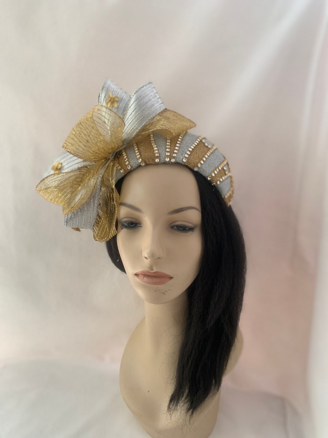 Gold and Silver Vintage Styled 1950s1960s Half Hat for Mother of the