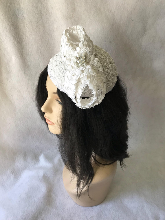 NEW CHARM NY White Pearl PILLBOX HAT CHURCH DERBY FORMAL RHINESTONES Look! NEW CHARM NY BLACK RHINESTONE HAT CHURCH PILLBOX  main image 4