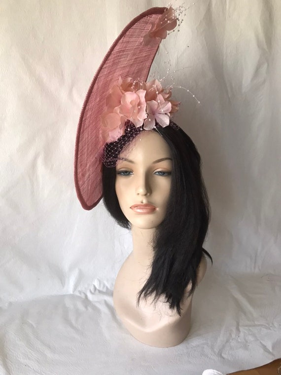 Dusty Rose Mauve Pink Fascinator Hat 