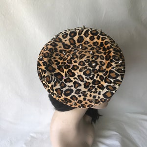 Leopard print Fascinator hat with spikes on a headband for Church, Kentucky Derby, Tea party, Mother of Bride hat, cheetah Flat Fascinator