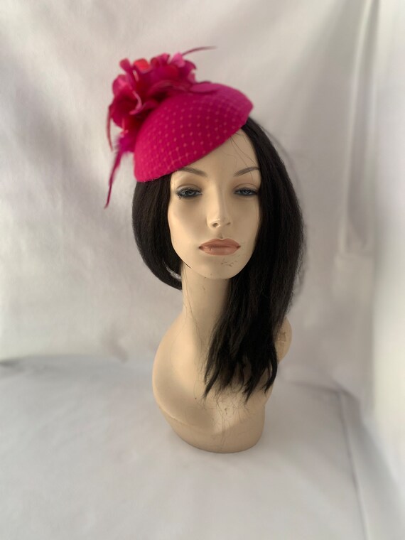 Hot Fuchsia Pink Fascinator Hat Flower Kentucky Derby Oaks  display picture 3
