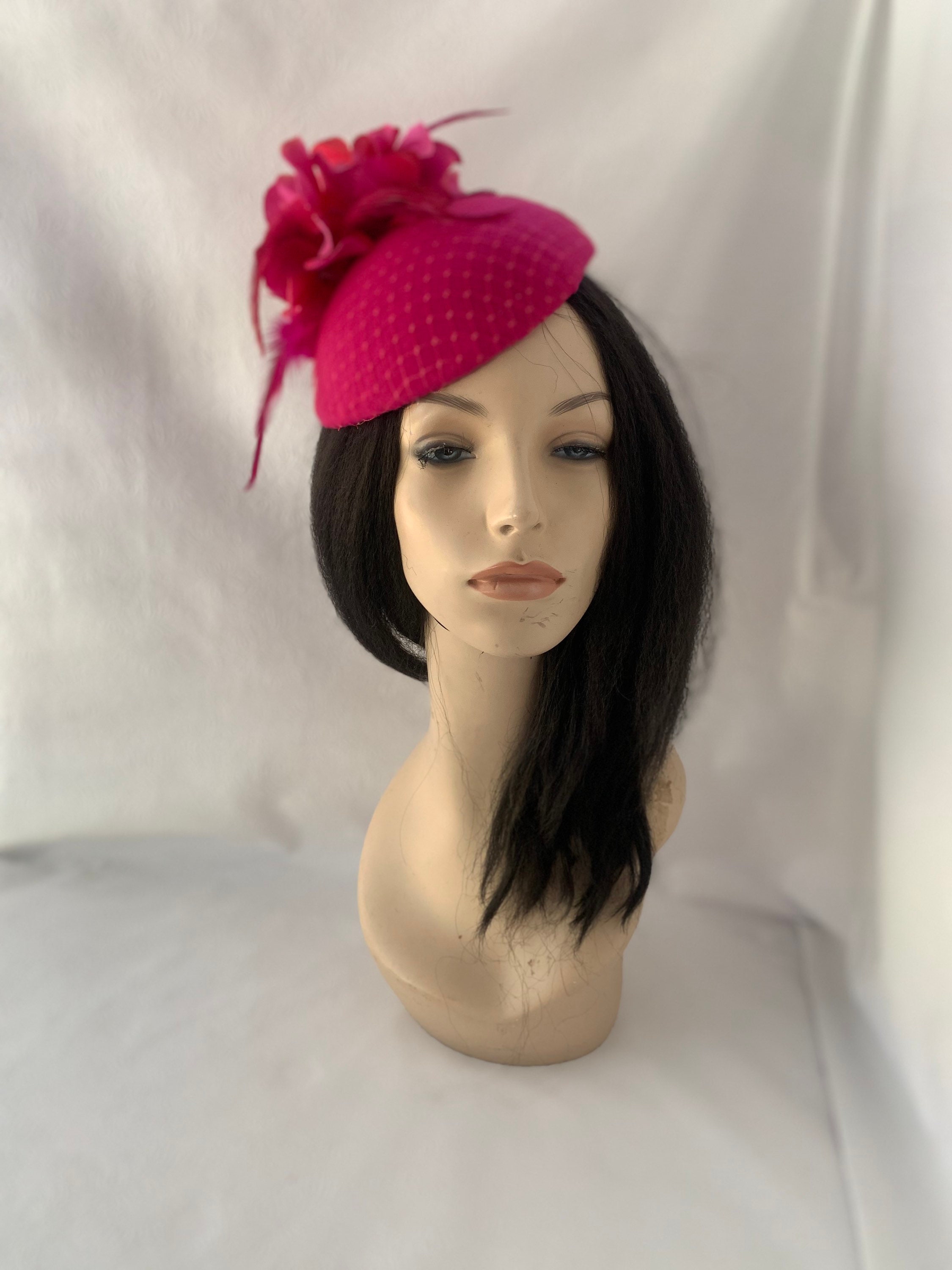 Kentucky Derby Hat Fuchsia Statement Feather Fascinator Oaks Race Day Headpiece Kentucky Oaks - Kentucky Derby Fascinator Hat main image 3