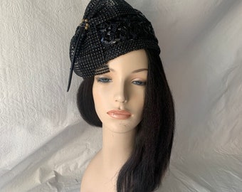 Black Ladies Church Hat, Black Church Hat, Black Designer Church hat, Black Formal Church hat, Special Occasion Hat, Mother of the Bride hat
