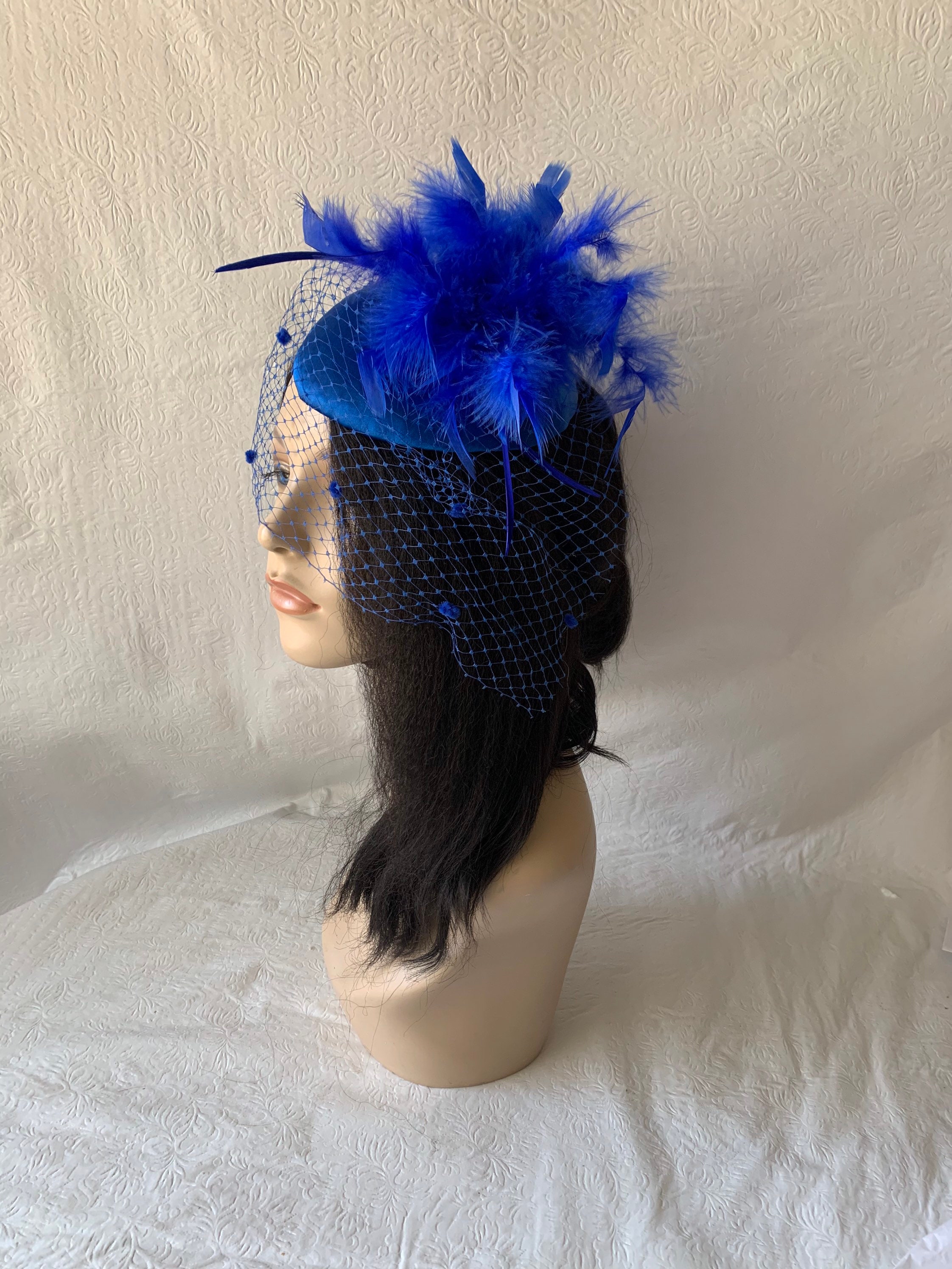 Prado Women\'s Blue Faux Feathers With Chin Loop Fascinator Hat Jahlia Teal Peacock Fascinator - Perfect for Races & Weddings main image 3
