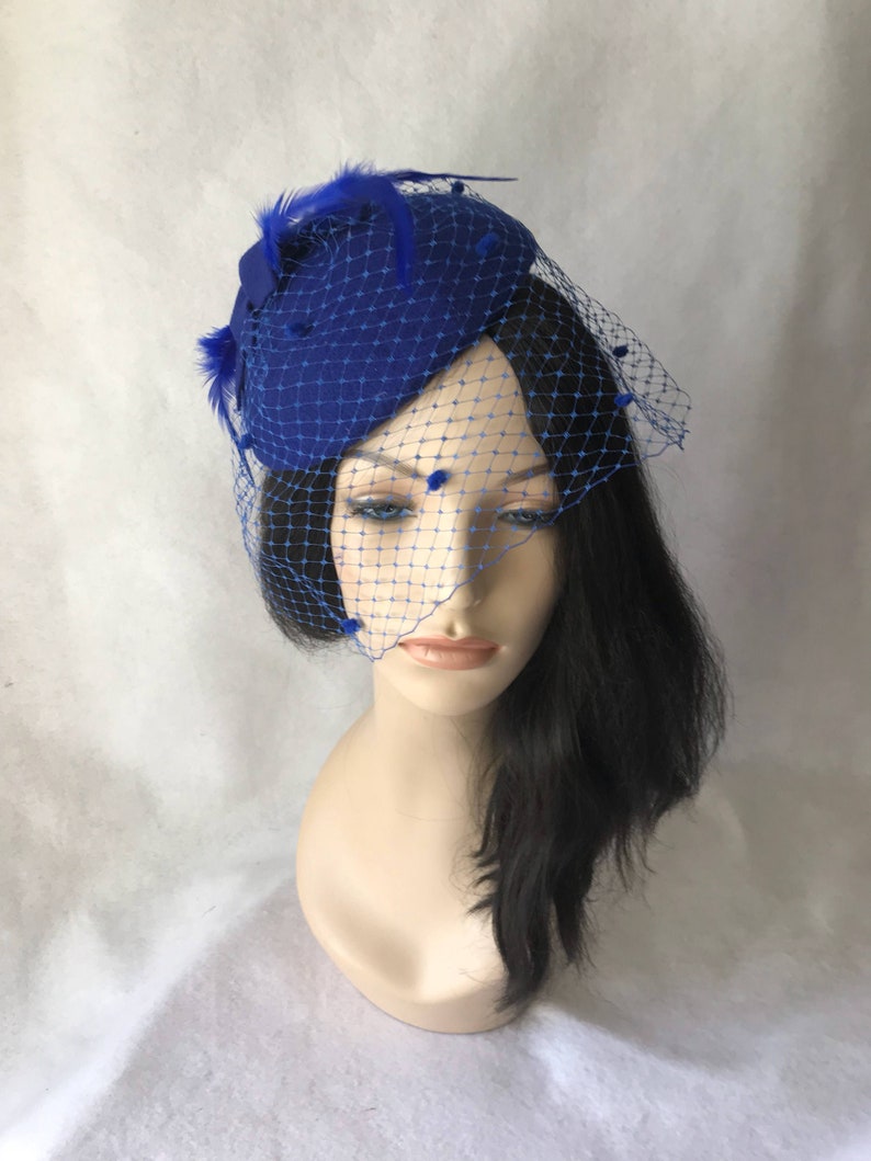 Blue Fascinator Hat Blue Bridal Fascinator Blue Felt Hat Etsy